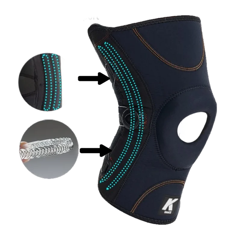 Knee Brace demonstrating gel side stabilisers for linear support