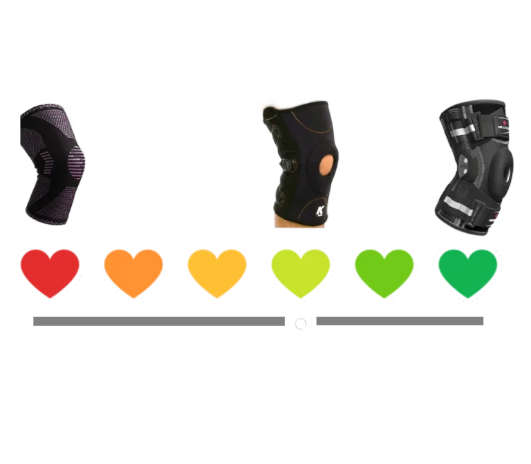 Picture showing knee brace level of support being moderate when compared to other knee braces